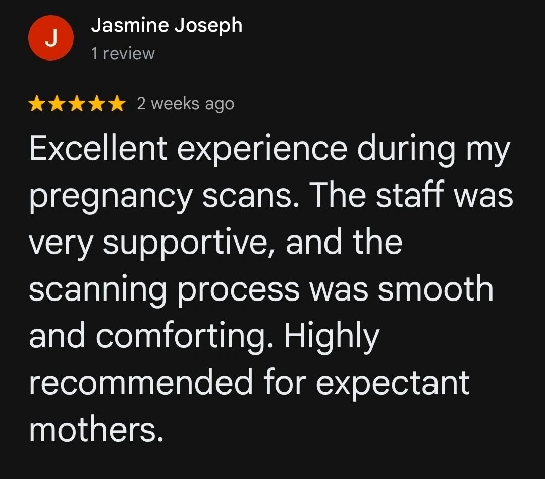 Google review – excellent experience during pregnancy scans